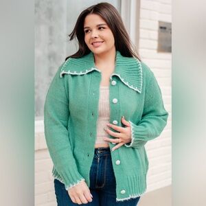 JODIFL Mint Green Button-Up Cardigan